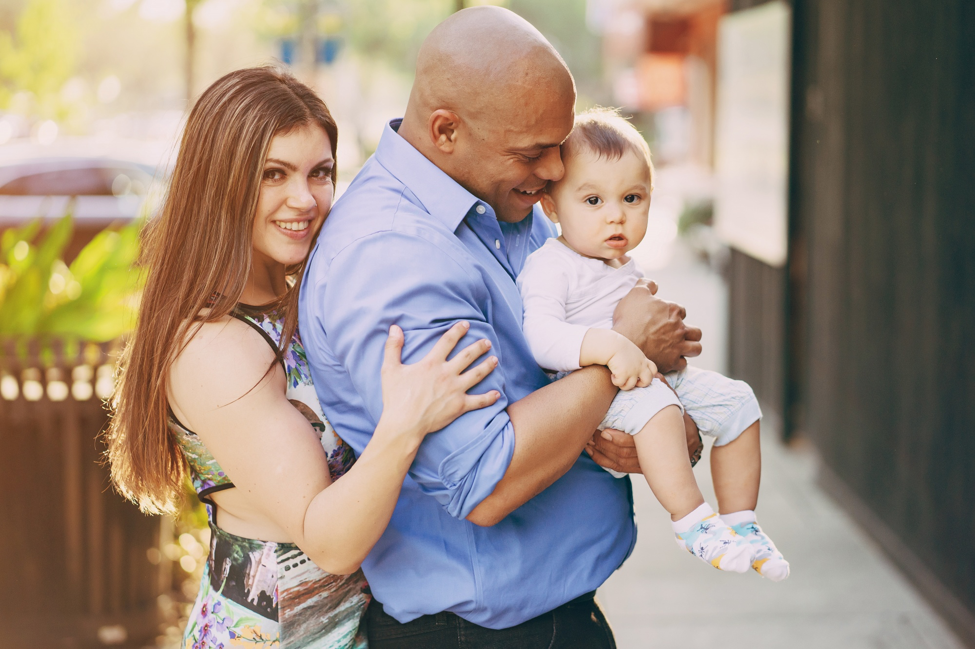 A multigenerational family at home, evening light
